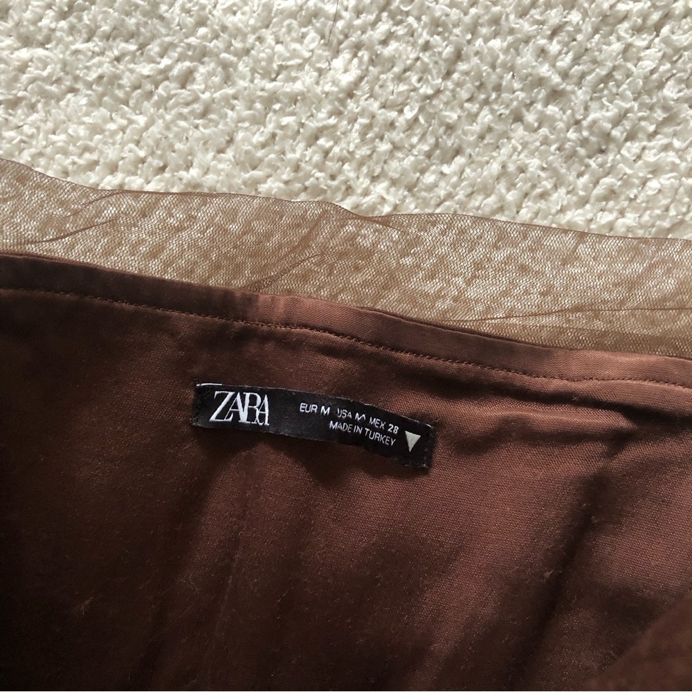 Zara Tulle corset crop top in Brown Medium - Picture 8 of 13